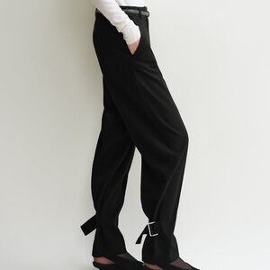 Toteme Black Buckled Slouch Trousers